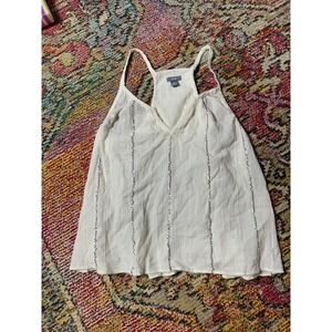 Aerie Womens XS White Crop Camisole Tank V-Neck Spagetti Strap